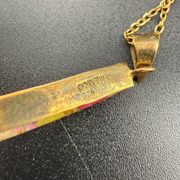 Handmade Real Pressed Flower Teardrop Pendant Necklace Gold-Toned Chain & Mixed - Picture 5 of 10